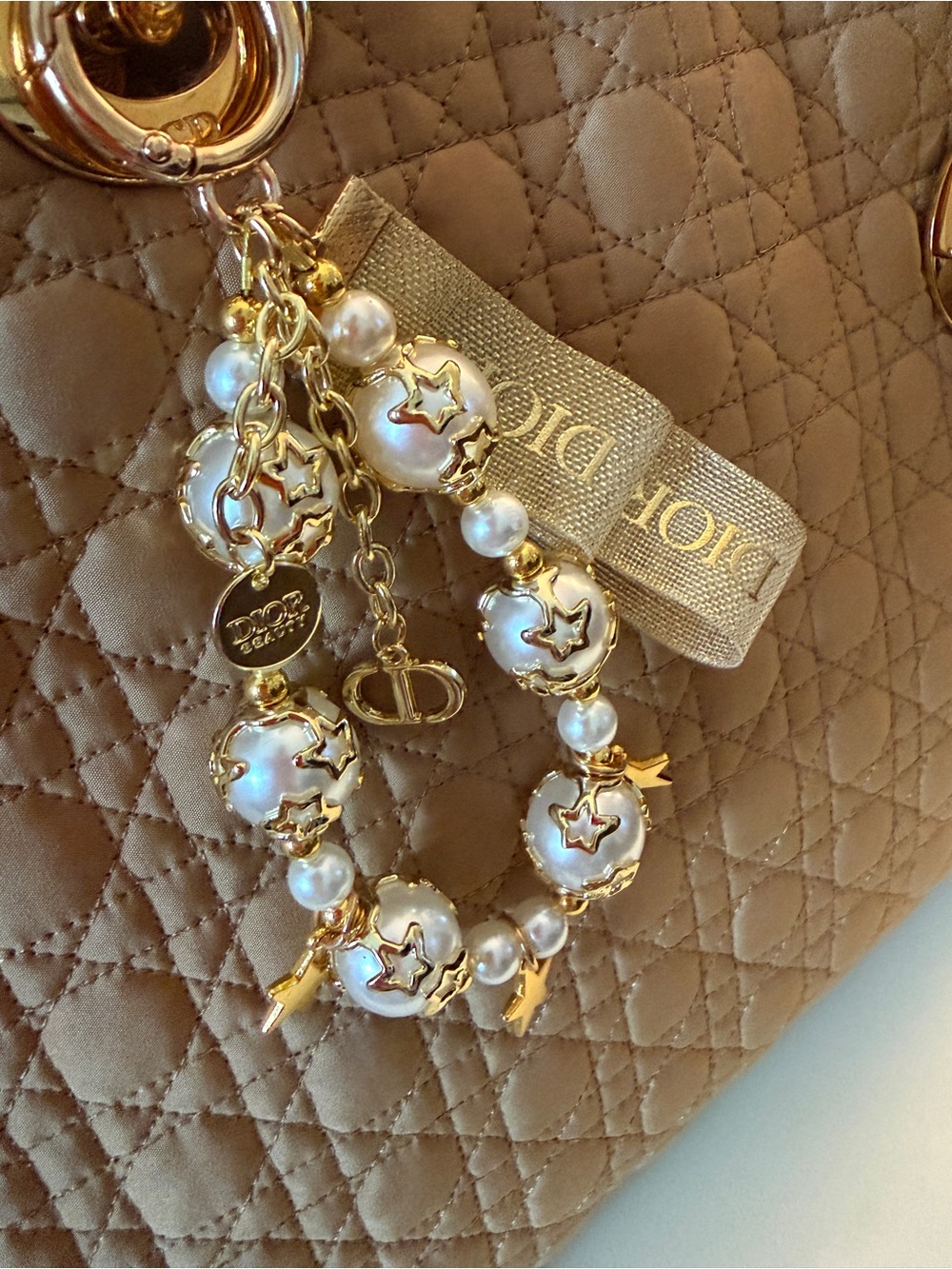 Dior Beauty Pearlescent Star Bracelet, Bag Charm &/or Key Chain Gold Tone NIB